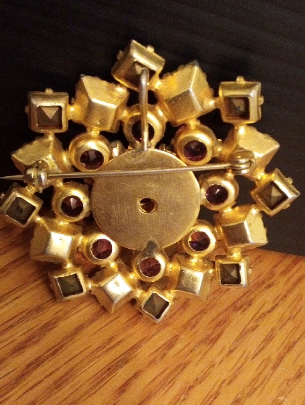Multicolor Crystal Floral Brooch - Gold Setting - Picture 4 of 5